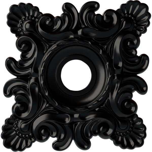 Ekena Millwork Crawley Ceiling Medallion (Fits Canopies up to 6 3/4"), 18"W x 18"H x 3 1/4"ID x 1 1/2"P, Jet Black CM18CRBLF - main